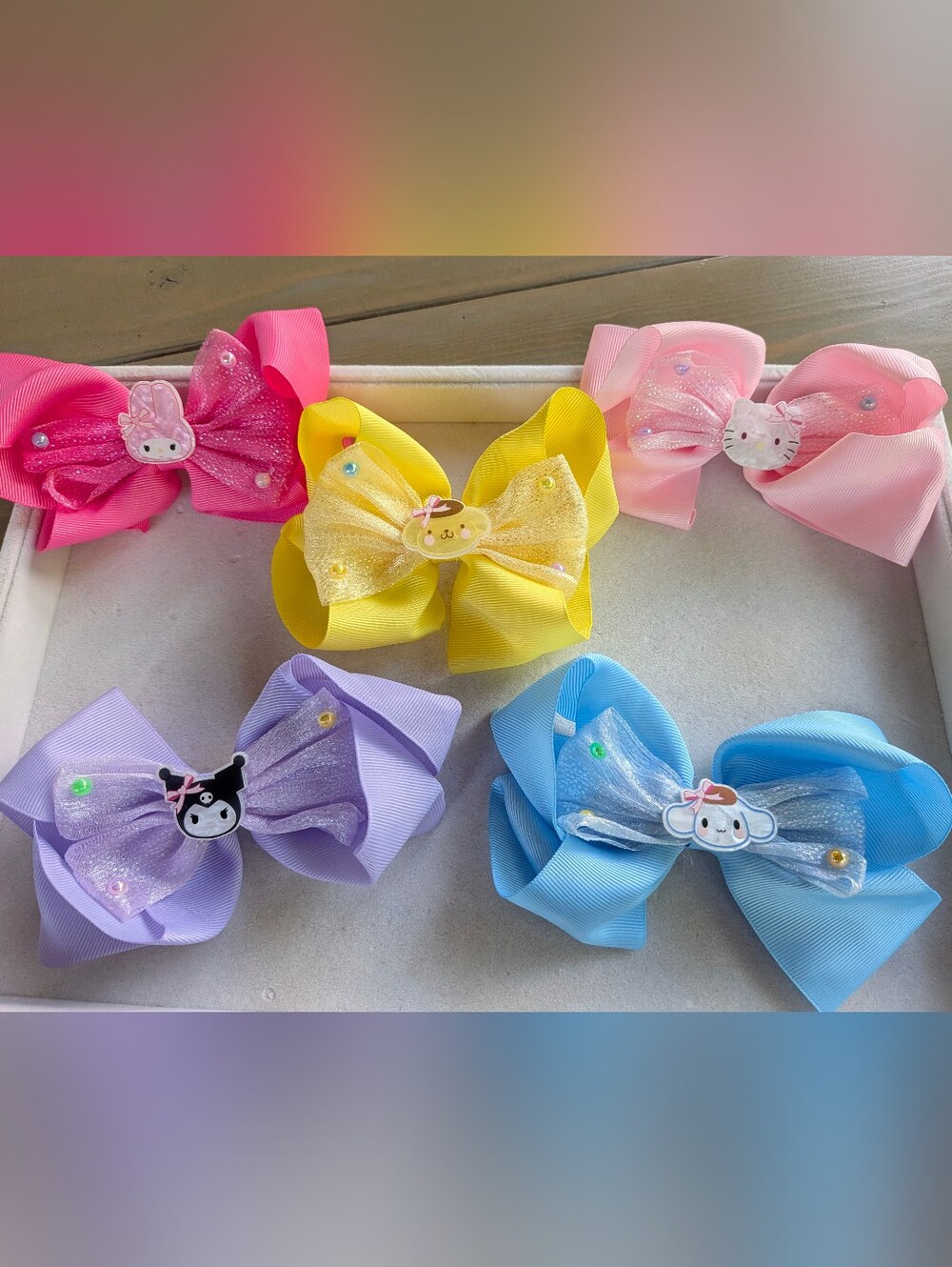 Set of 5 Kawaii Character Hair Bow Clips NEW Unused